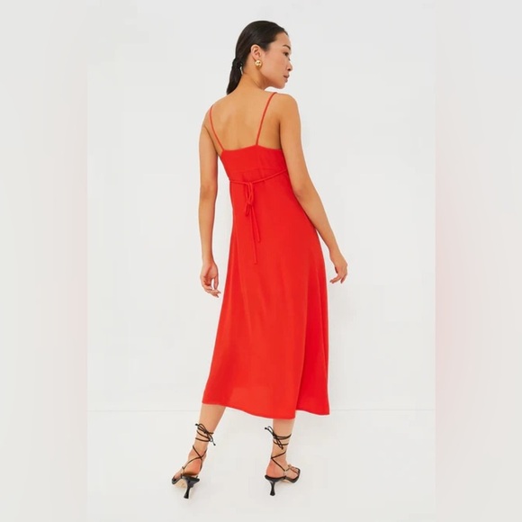 Emerson Fry Grenadine Amy Sundress Size M NWT Red Midi Dress Viscose Slit USA - Picture 3 of 12
